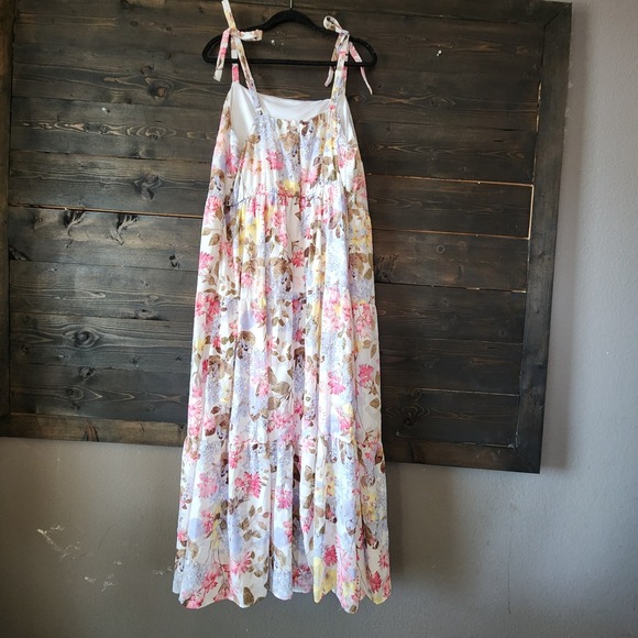 Lane Bryant Tiered Maxi Dress Size 18 Adjust Straps Long Floral Spring Wedding - Picture 7 of 13
